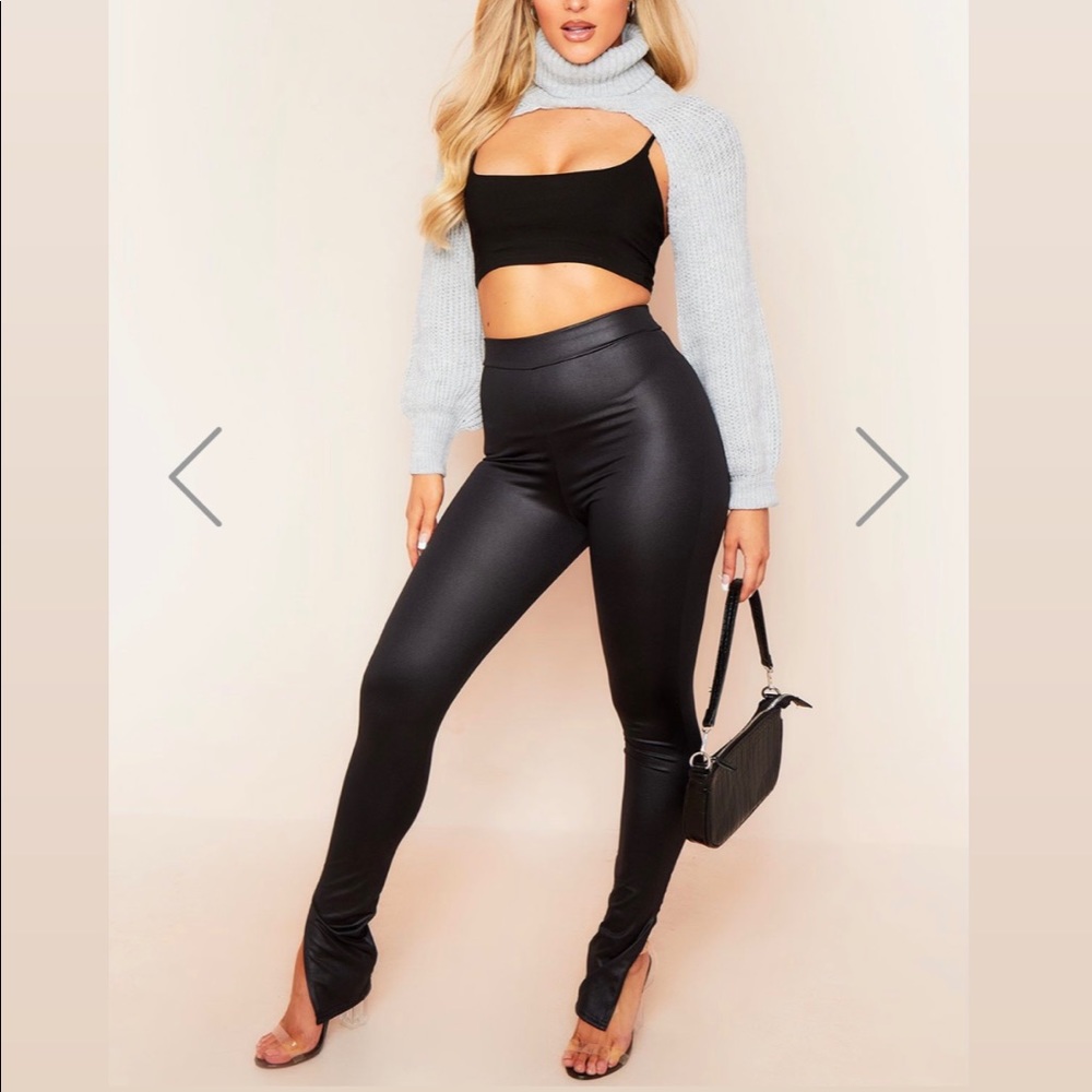 Missy Empire Black Faux Leather Side Split Hem